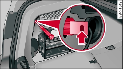 Luggage compartment: Location of the retaining screw for the rear light